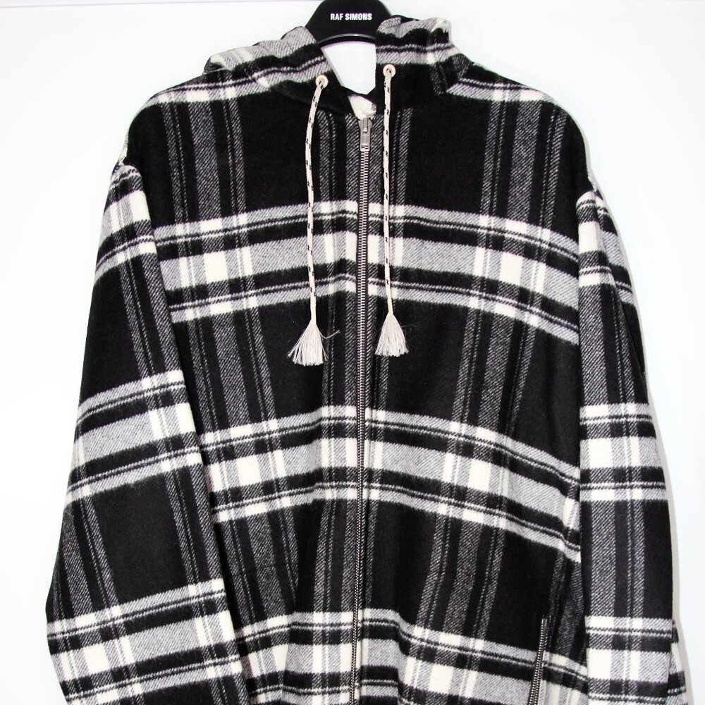 BNWT AW18 MARNI TARTAN PLAID BLACK HOODED OVERCOAT 52